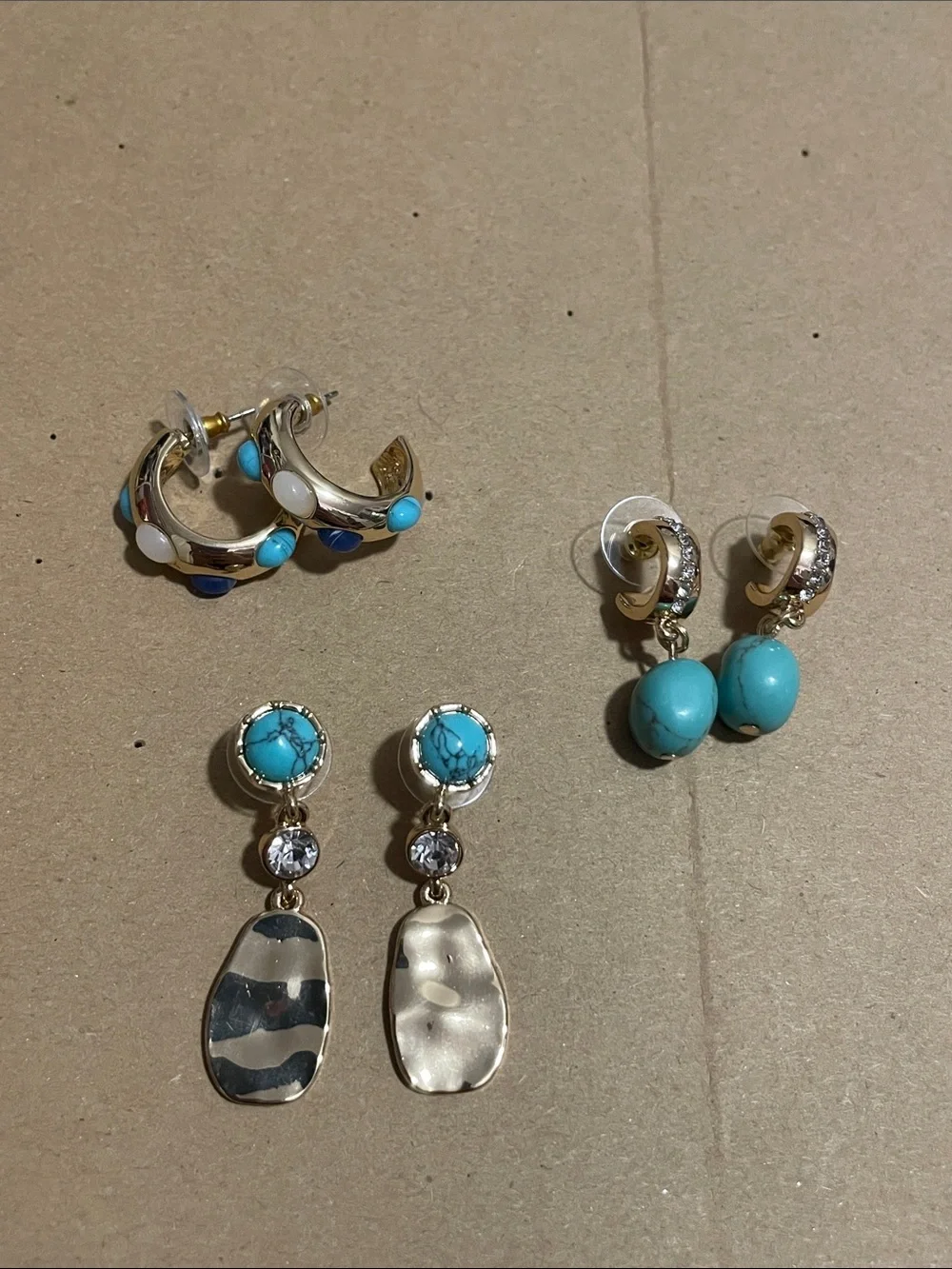 Free People Gold-Tone & Real Stone Beaded Multi-Style Earring Bundle Set
